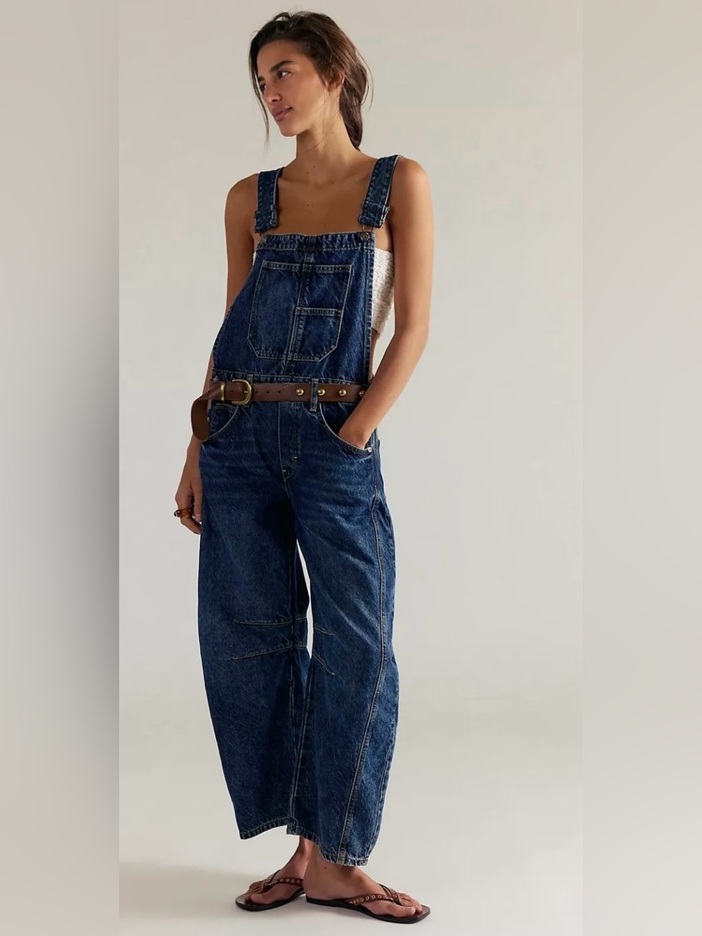 Free People Good Luck Barrel Overalls